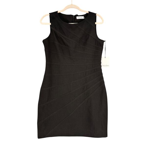 Calvin Klein Black‎ Stitched Details Sleeveless Sheath Dress Size 6 - Picture 1 of 6
